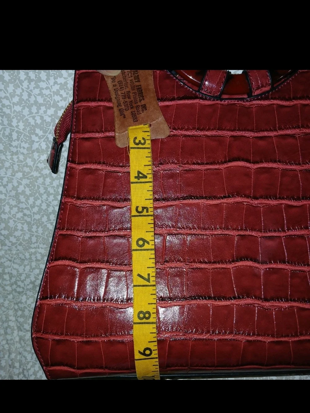 Imoshion Red Croc-Embossed Vegan Leather Tortoise Shell Circle-Handle Satchel